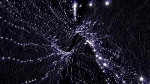 Abstract waves of blue color on a black background slow motion Stock Footage 242579317
