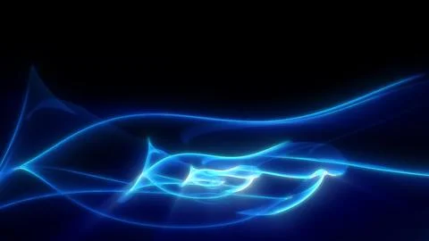 Abstract waves of blue energy magic smoke and glowing lines on a black backgr Stock Illustration