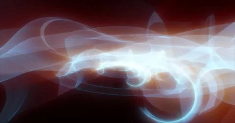 Abstract waves of blue energy magic smoke and glowing lines on a black back.. Stock Photos
