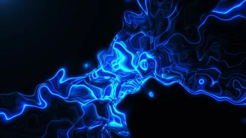 Abstract waves of bright blue neon on a black background Stock Footage 313278138