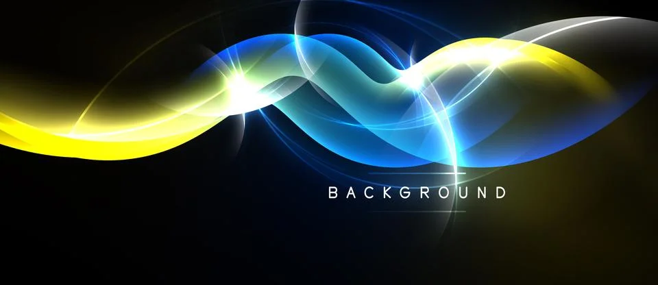 Abstract waves, bright colors, dynamic light effects. Background features Stock Illustration