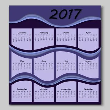 Abstract waves calendar 2017 year Illustrazione stock