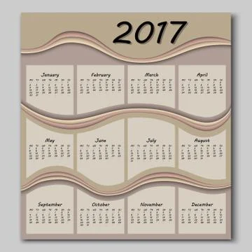 Abstract waves calendar 2017 year Stock Illustration