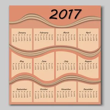 Abstract waves calendar 2017 year Stock Illustration