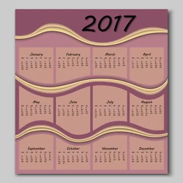 Abstract waves calendar 2017 year Stock Illustration