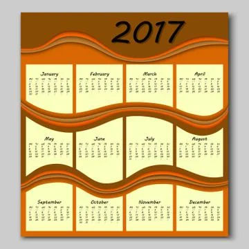 Abstract waves calendar 2017 year Stock Illustration