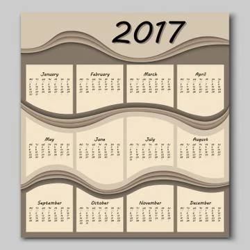 Abstract waves calendar 2017 year Stock Illustration