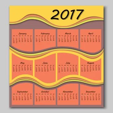 Abstract waves calendar 2017 year Stock Illustration