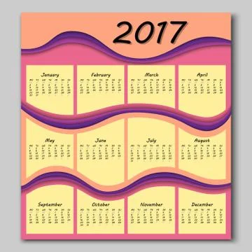 Abstract waves calendar 2017 year Stock Illustration