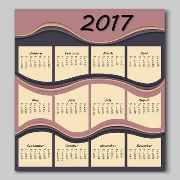Abstract waves calendar 2017 year Illustrazione stock