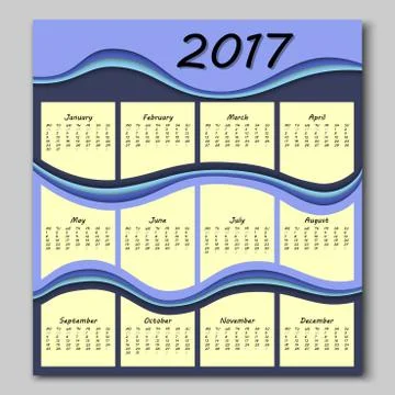 Abstract waves calendar 2017 year Stock Illustration