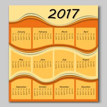 Abstract waves calendar 2017 year Stock Illustration