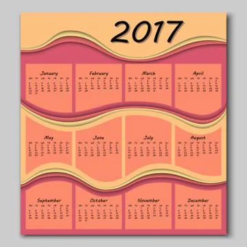 Abstract waves calendar 2017 year Stock Illustration