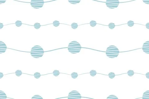 Abstract waves with circles pattern. Seamless vector background Stock Illustration