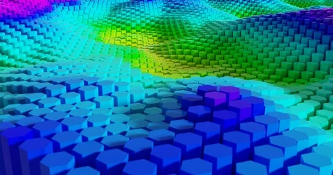 Abstract waves with colorful blocks. Static cam. Looping. Stock Footage 97482267