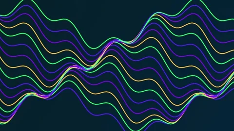 Abstract Waves of Colorful Light Over Dark Background Stock Footage 329951973