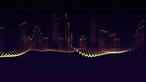 Abstract waves of colorful particles with glowing lines moving dynamically .. Stock Footage 346635456