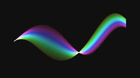 Abstract waves dynamic motion graphic background with rainbow colors on bla.. Stock Footage 341024848