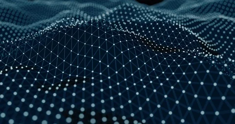 Abstract waves with emissive dots Stock Footage 97418361