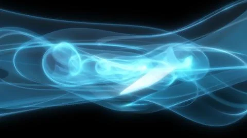 Abstract waves of energy magic smoke and glowing lines on a black background Illustrazione stock