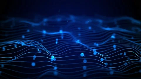 Abstract waves flicker particles Dust on waving stripes Line Animation of Vídeos de archivo 141678864