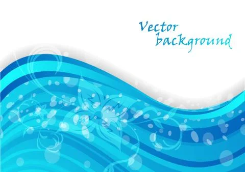 Abstract waves with flowers. Vector illustration Illustrazione stock
