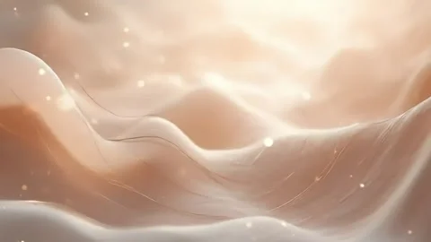 Abstract Waves Flowing with Glowing Particles Gentle Motion Stock Footage 314146490
