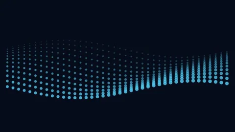 Abstract waves of glowing blue dots arranged in a rhythmic digital pattern Stock Footage 336263595