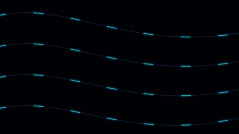 Abstract waves of glowing cyan light pulses on a deep black background Stock Footage 336263217