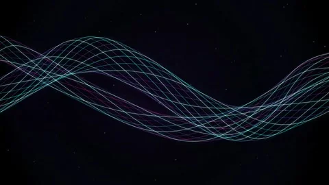 Abstract waves of glowing neon light moving in fluid patterns against dark .. Stock Footage 345574014