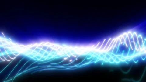 Abstract waves of glowing particles in vibrant blue creating a dynamic and .. Stock-Illustration