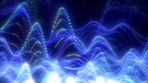 Abstract waves of glowing particles in vibrant blue creating a dynamic and .. Foto stock