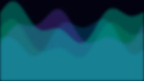 Abstract waves of gradient blue and green light on a dark background Video stock 335117709