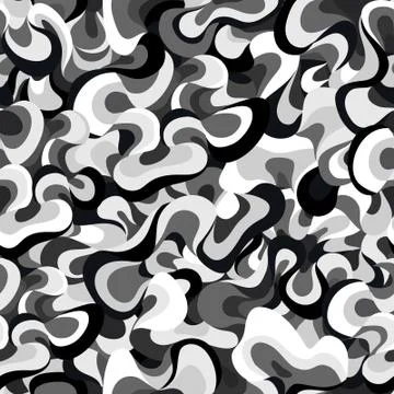 Abstract waves grey scale seamless pattern Stock Illustration