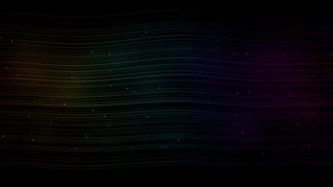 Abstract waves of light flowing through dark space with colorful dots digit.. 스톡 동영상 345574285