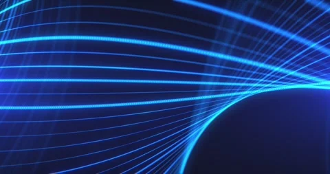 Abstract waves from lines and dots of particles of glowing swirling Stock Footage 255299885