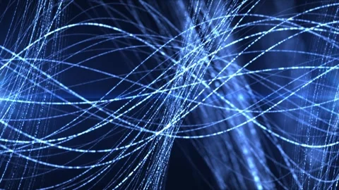 Abstract waves from lines and dots of particles of glowing Stock Footage 281841480