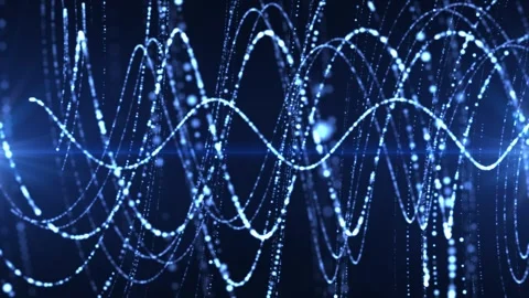 Abstract waves from lines and dots of particles of glowing swirling Stock Footage 291136282