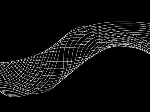 Abstract waves from lines. Blend design. Vector illustration on black Stock Illustration