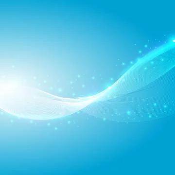 Abstract waves lines glowing with sparkling elements blue background. Stock Illustration