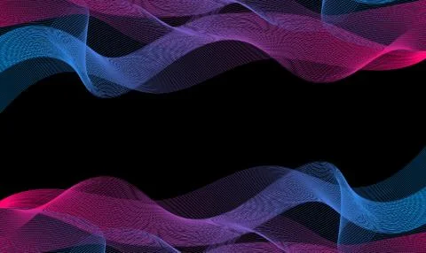 Abstract waves of the many colored lines. Wavy stripes on dark background Stock-Illustration