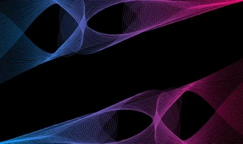 Abstract waves of the many colored lines. Wavy stripes on dark background Stock Illustration