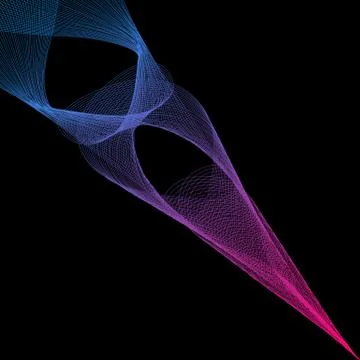 Abstract waves of the many colored lines. Wavy stripes on dark background Stock Illustration