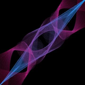 Abstract waves of the many colored lines. Wavy stripes on dark background Stock Illustration