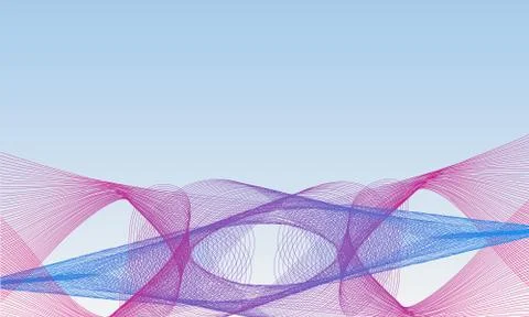 Abstract waves of the many colored lines. Wavy stripes on light blue background Stock Illustration