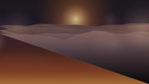 Abstract waves motion background with glowing sphere in desert landscape sc.. 스톡 동영상 346716043