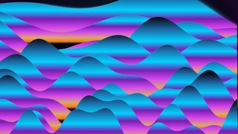 Abstract waves motion background showing rhythmic undulating cyan and purpl.. 스톡 동영상 341667843