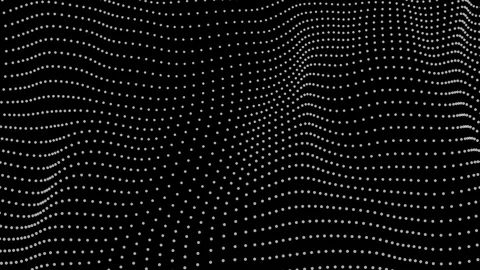 Abstract waves in motion with gray dots on a dark background Stock Footage 112627270