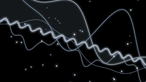 Abstract waves moving with floating particles in dark space dynamic digital.. Vídeo Stock 346092095