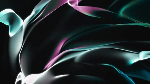 Abstract waves of neon silk moving in slow motion on black background Stock Footage 332708372